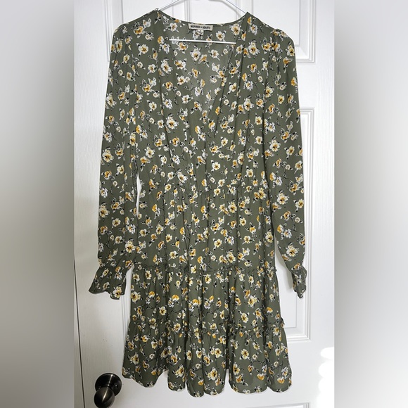 Inspired Hearts Dresses & Skirts - 🌻 Olive Green Floral Dress